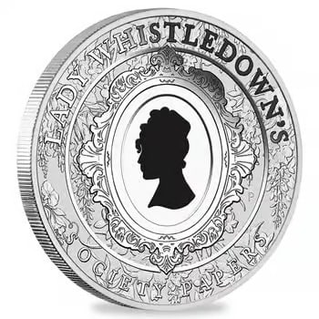 2026 1 oz Bridgerton Lady Whistledown Colorized Silver Coin Perth Mint: This 2026 1 oz Bridgerton Lady Whistledown Colorized Silver Coin contains 1 troy ounce of .999 fine silver and features a detailed colorized design inspired by the popular series. A unique collectible
