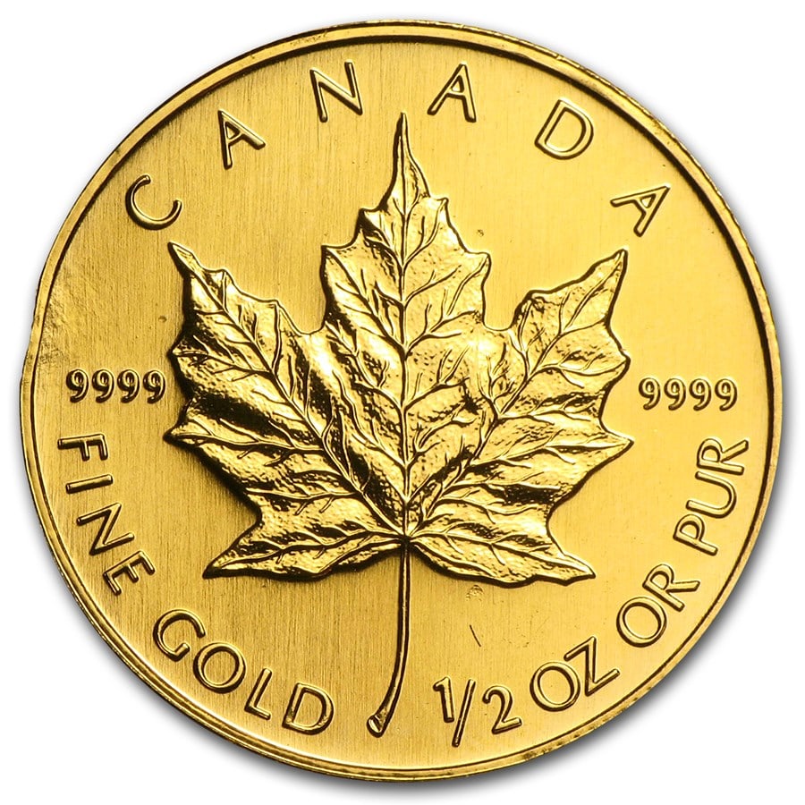 1/2 oz Gold Canadian Maple Leaf (Abrasions)