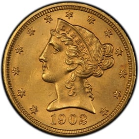 $5 Gold Liberty 1902 XF (1 of 2)