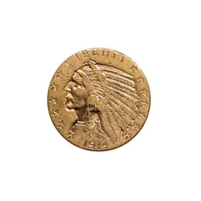 $5 Gold Indian 1914-S Extra Fine (1 of 2)