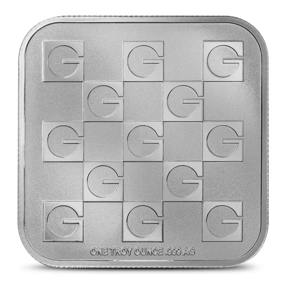 1 oz GOLD.COM Square Silver Bar (New): Produced for GOLD.COM, this 1 oz .999 fine silver square bar features a clean and modern design. Its compact shape, premium silver content, and attractive presentation make it an excellent choice for 