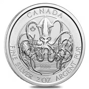 2020 2 oz Royal Canadian Creatures of the North Series The Kraken Silver Coin BU (1 of 2)