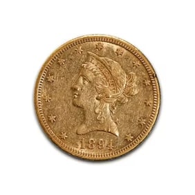 $10 Gold Liberty 1894-O XF: The 1894-O $10 Gold Liberty, struck at the historic New Orleans Mint, is a distinguished piece of late 19th-century American coinage. Known as the "Eagle," it embodies both the economic vitality and t
