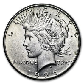1926- MS-61+ Peace Dollar-Non Graded: The 1926 MS-61+ Peace Dollar offers solid detail and pleasing mint brilliance. A collectible 90% silver issue with historic charm