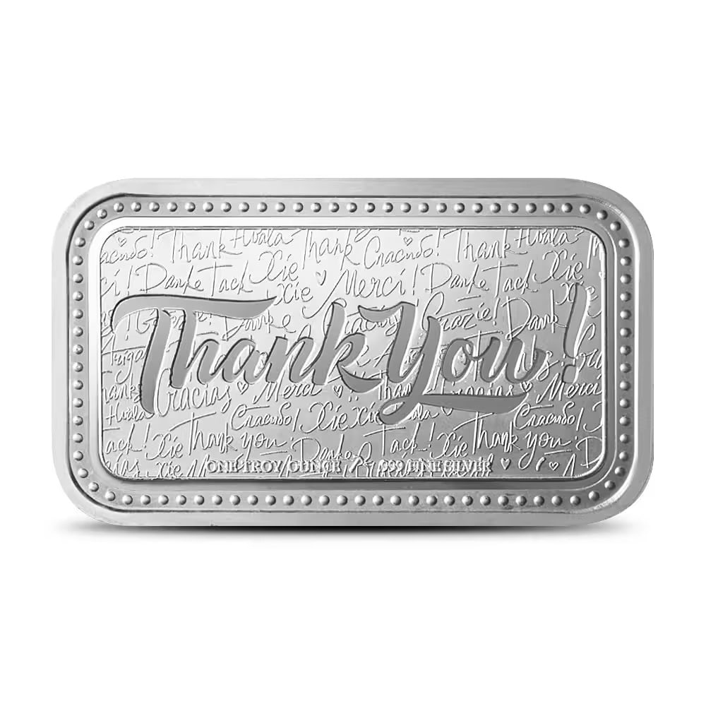 1 oz Silver Engravable Thank You Bar (New w/Gift Box) (1 of 2)