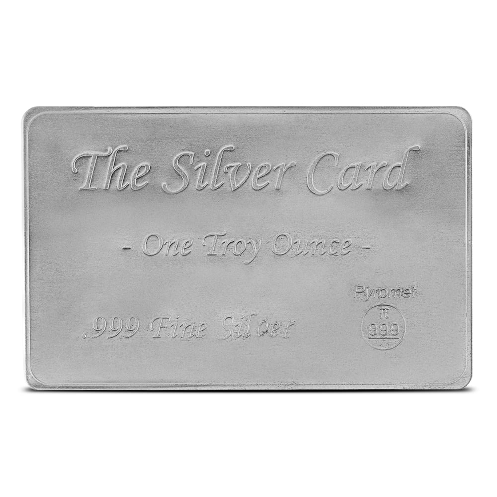 1 oz Pyromet Silver Card (New w/ CoA): Produced by Pyromet, this 1 oz .999 fine silver card offers a sleek and compact format for silver ownership. Each piece includes a Certificate of Authenticity (CoA) and comes in brand-new condition. A