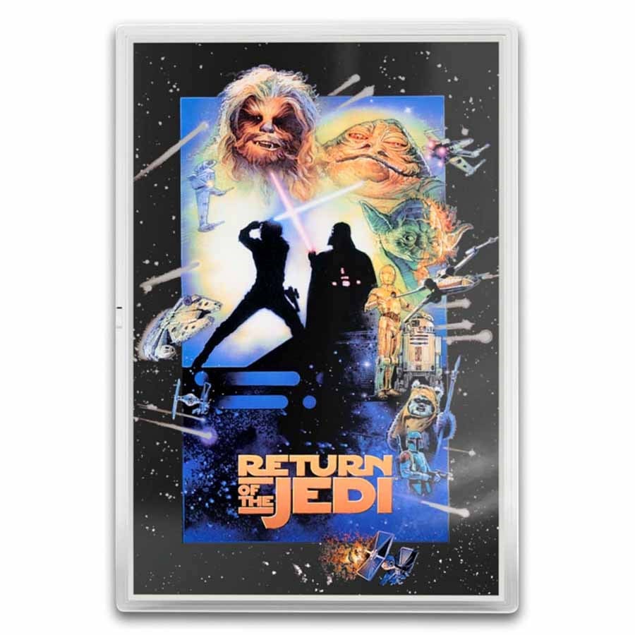 2026 Niue 1 oz Silver $2 Star Wars Special Ed Return of the Jedi: Celebrate the epic conclusion of the original Star Wars trilogy with this officially licensed 2026 Niue 1 oz silver coin honoring Return of the Jedi. Featuring detailed cinematic artwork and premium s