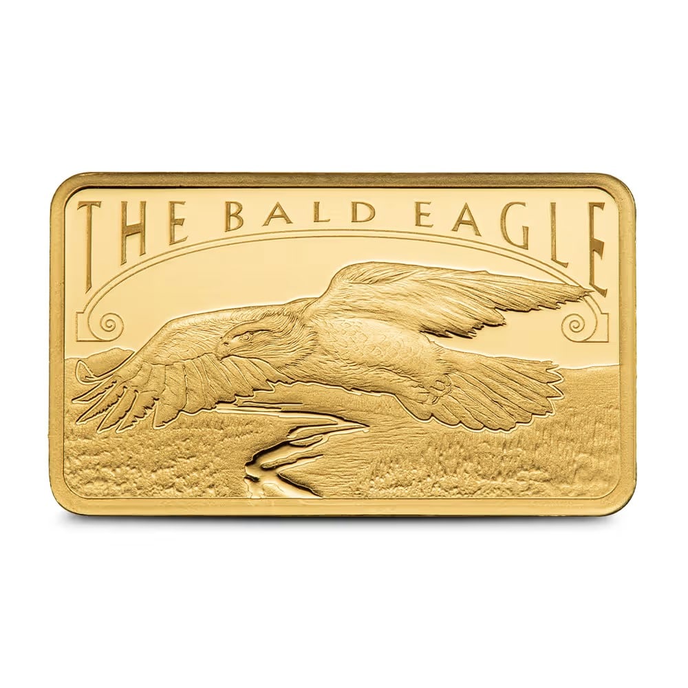 5 Gram PAMP Suisse America The Free Bald Eagle Gold Bar (New w/ Assay): The 2026 PAMP Suisse America The Free Bald Eagle Gold Bar contains 5 grams of .9999 fine gold and celebrates one of America's most enduring symbols of freedom. Produced by the renowned PAMP Suisse ref