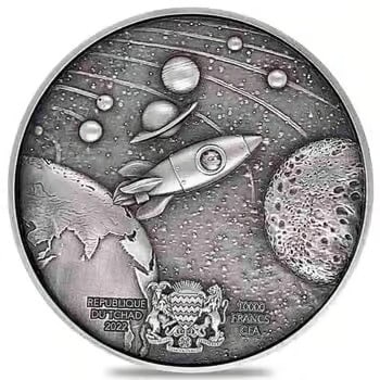 2022 Chad 2 oz Silver Doge on The Moon High Relief Coin NGC MS 70 ER One of First 100: This certified NGC MS 70 Early Releases coin features the iconic Doge ?To the Moon? theme in flawless high relief detail. Struck in 2 oz of .999 fine silver, it combines internet culture with premium 