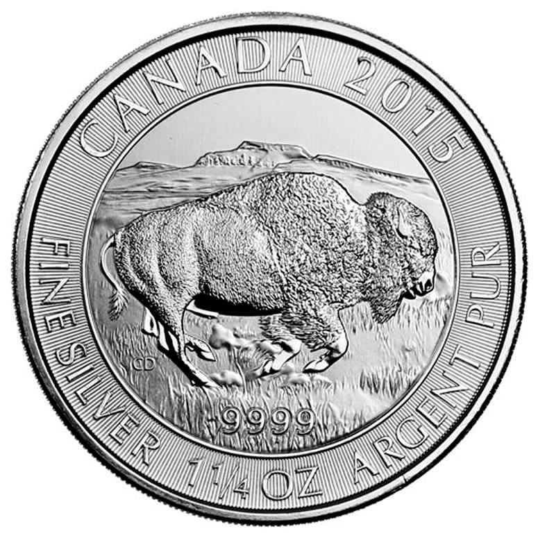 2015 Canadian Silver $8 Bison 1.25 Ounces: This 2015 Canadian $8 Silver Bison coin contains 1.25 troy ounces of .9999 fine silver and features a detailed image of a powerful bison on the reverse. Issued by the Royal Canadian Mint, this coin of