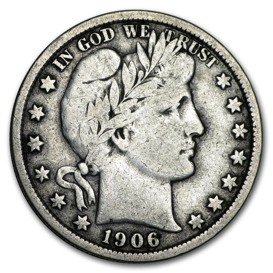 Barber Half Dollar Very Fine 1906: The Barber Half Dollar 1906 in Very Fine condition shows strong detail across Liberty?s portrait and the reverse eagle. Struck in 90% silver, this early 20th-century classic offers solid collector app