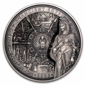 2026 Samoa 1 kilo Silver Ancient Egypt 8-Layer Coin (w/Box & COA): This extraordinary 1 kilo silver coin from Samoa features an innovative 8-layer design inspired by Ancient Egyptian civilization. Intricate artwork and layered minting technology create remarkable dep
