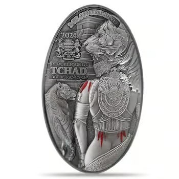 2024 Chad 2 oz Silver Aztec Warrior Queen High Relief Coin .999 Fine (1 of 2)