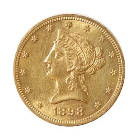 $10 Gold Liberty 1898 AU: The 1898 $10 Gold Liberty, part of the renowned Eagle series, exemplifies the artistic and economic vitality of late 19th-century America. Struck during a period of rapid industrial expansion, this co