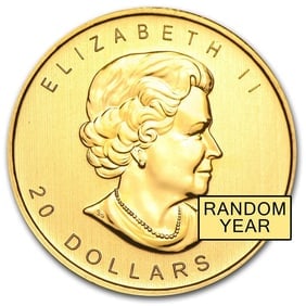 Canada 1/2 oz Gold Maple Leaf (Random Year): Canada 1/2 oz Gold Maple Leaf (Random Year), struck in 1/2 troy ounce of .9999 fine gold, offers the same world-renowned purity and craftsmanship as the full-ounce issue in a more accessible size. Eac