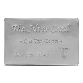 1 oz Pyromet Silver Card (New w/ CoA): Produced by Pyromet, this 1 oz .999 fine silver card offers a sleek and compact format for silver ownership. Each piece includes a Certificate of Authenticity (CoA) and comes in brand-new condition. A