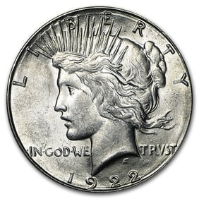 1922 - S- Peace Silver Dollar Cracked From Roll: The 1922-S Peace Dollar (Cracked From Roll) features vibrant luster from the San Francisco Mint. A desirable 90% silver branch-mint issue with strong collector interest.