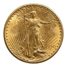 $20 Gold Saint Gaudens 1920 Uncirculated: The 1920 $20 Gold Saint-Gaudens in Uncirculated condition is a distinguished example of American coinage, celebrated for its artistic elegance, historical significance, and superb preservation. Design