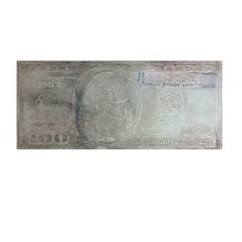 4 oz Silver Bar Random Year Bill (Scruffy): This 4 oz silver bar features a “Bill” design with varying years and a scruffy finish. Contains .999 fine silver with a vintage, circulated look. Each piece has unique character. A fun and col