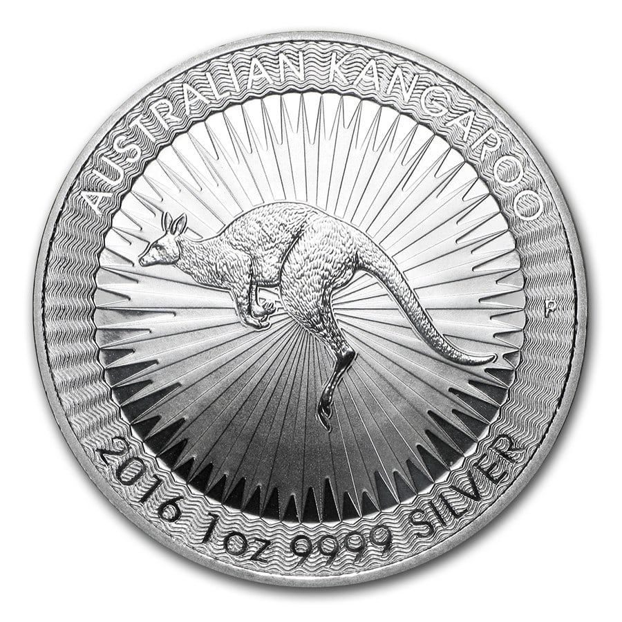 2016 Australia 1 oz Silver Kangaroo BU: 2016 Australia 1 oz Silver Kangaroo BU Coin - 1 oz .9999 fine silver, Brilliant Uncirculated, IRA-eligible bullion from the Perth Mint.