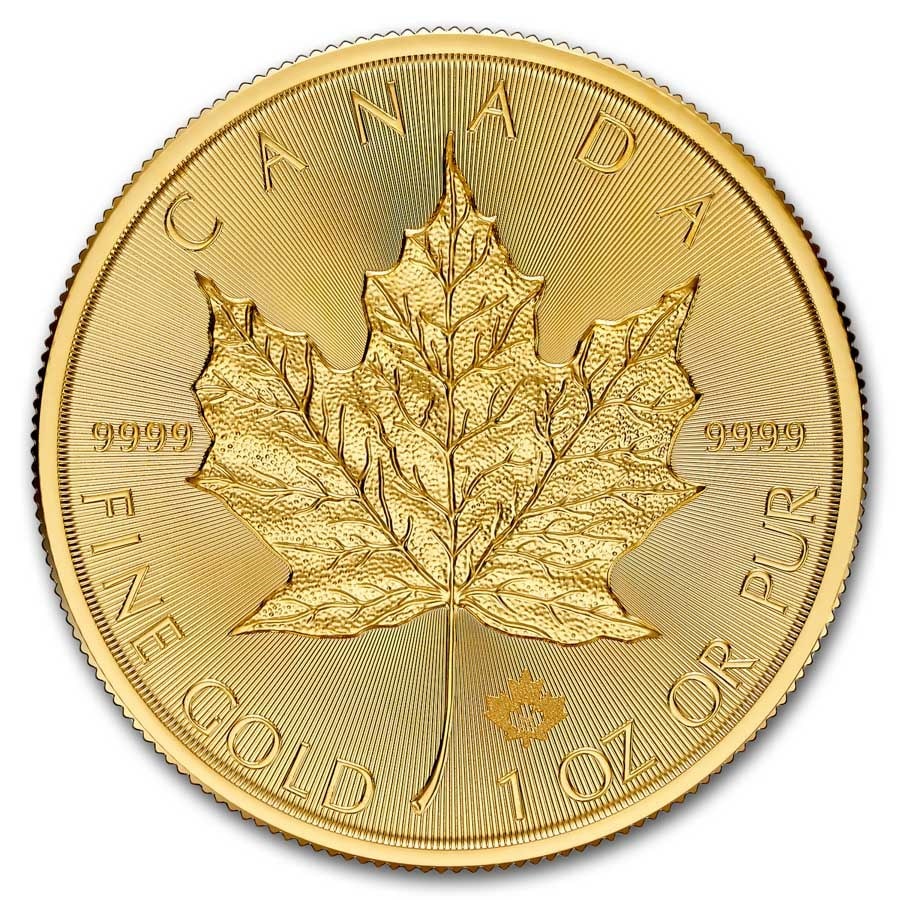 2025 Canada 1 oz Gold Maple Leaf BU: 2025 Canada 1 oz Gold Maple Leaf BU struck in .9999 fine gold, featuring King Charles III and the iconic maple leaf with a micro-engraved “25” privy mark. Advanced security features and fully 