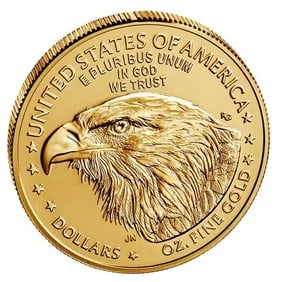 2021 American Gold Eagle 1/2 oz Uncirculated Type 2: 2021 American Gold Eagle 1/2 oz ($25 Face Value), struck by the esteemed United States Mint and backed by the U.S. government for weight and purity. Minted in durable 22-karat crown gold (.9167 fine),