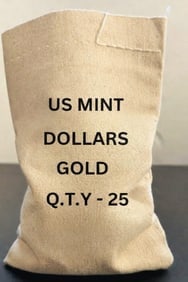 QTY 25 $5 Liberty Head Gold Sealed Bag BU Stock photo: This sealed bag contains 25 $5 Liberty Head Gold Coins in Brilliant Uncirculated (BU) condition with strong mint luster and sharp details. These historic U.S. coins feature the classic Liberty Head po