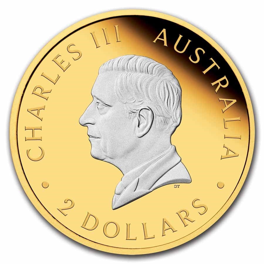 2025 Australia 2 oz Silver Kangaroo Proof (Reverse Gilded): 2025 Australia 2 oz Silver Kangaroo Reverse Gilded Proof Coin - 2 oz .9999 silver proof with 24k reverse gilding, boxed with numbered COA by the Perth Mint.