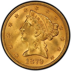 $5 Gold Liberty 1879 XF (1 of 2)
