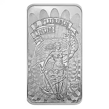 10 oz Unity Silver Bar .999 Fine: The Unity 10 oz silver bar features .999 fine silver and a bold, symbolic design. Known for quality minting and visual appeal. Ideal for both collectors and investors seeking mid-sized bullion. A stro