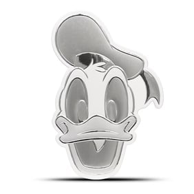 2026 1/2 oz Proof Niue Silver Iconic Expressions Donald Duck Coin (Box + CoA): The 2026 Niue Iconic Expressions Donald Duck Coin contains 1/2 Troy Ounce of fine silver and celebrates one of Disney's most beloved characters. Struck in proof quality, it features exceptional detail