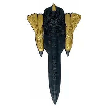 2024 Chad 2 oz Silver Fighter Jet Black & Gold Shaped Coin .999 Fine: 2024 Chad 2 oz Silver Fighter Jet Black & Gold Shaped Coin - 2 oz .999 fine silver High Relief shaped coin with black finish and partial gilding from the Bullion Exchanges Weapons of War Series, featu