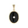 Diamond Onyx Art Deco Style Oval Shape Pendant in 9K Yellow Gold