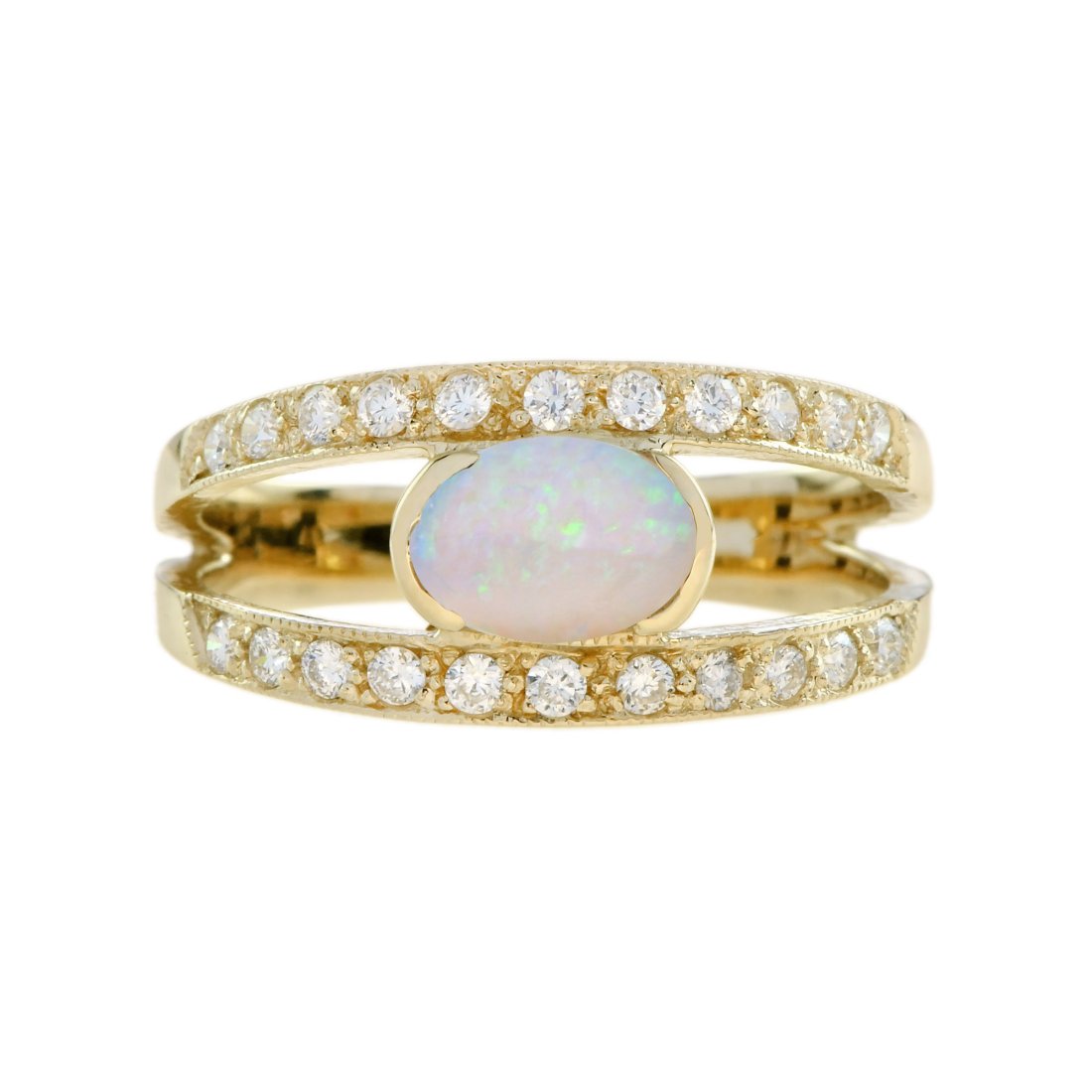 Opal and Diamond Vintage Style Ring in 9K Yellow Gold (1 of 10)