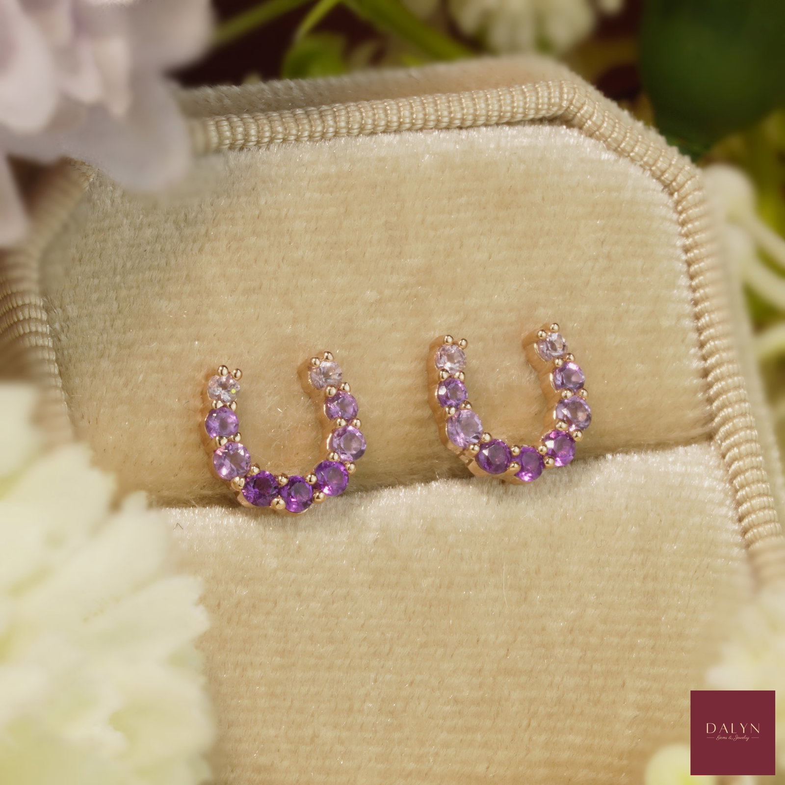 18K Rose Gold Plate Silver 925 Natural Amethyst and Pink Amethyst Earring: No Reserve!18K Rose Gold Plate Silver 925 Natural Amethyst and Pink Amethyst Earring Stone: Amethyst,Pink Amethyst Metal: Silver 925 Approx. Weight: 1.22 g. Approx. Gemstone Weight:0.5 carat Size:- Lo