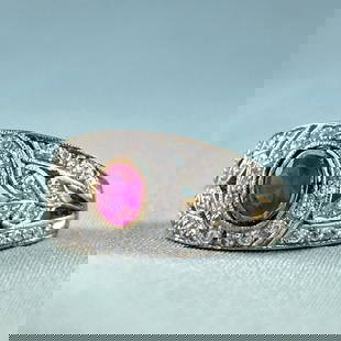 Silver 925 Syntetic Ruby and  CZ Vintage Style Floral Solitaire Ring: Silver 925 Syntetic Ruby and CZ Vintage Style Floral Solitaire RingStone: Syntetic Ruby,Onyx,CZMetal: Silver 925Approx. Weight: 3.2 g.Approx. Gemstone Weight: 1.36 caratSize: US6.25Location: This item