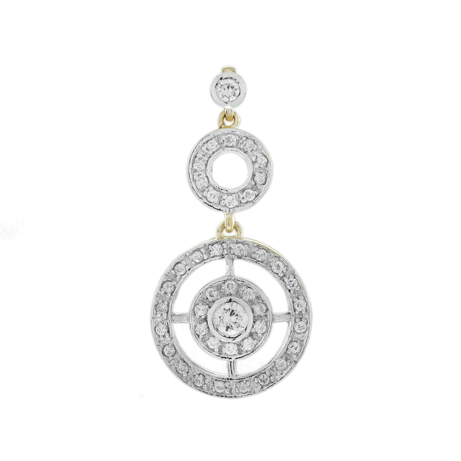 14K White Gold Natural Diamond Art Deco Style Circle Pendant (1 of 9)