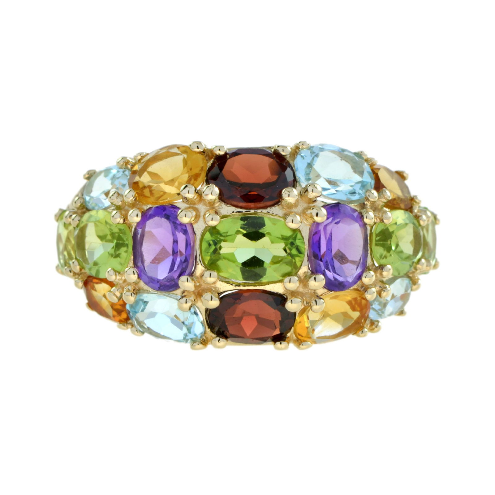 14K Yellow Gold Vintage Style Multi Gemstone Cocktail Ring (1 of 11)