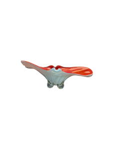 Mid Century Beautiful Italian Venetian Murano Glass Flambe Red-Orange-Opague Centerpiece Footed Bowl: Mid Century Modern Beautiful Italian Venetian-Murano Glass Freeform Red-Orange-Opague Centerpiece Footed Bowl. VENETIAN Glass Decorative Bright & Gold Orange Flambe Footed Bowl ; the bottom of the dec