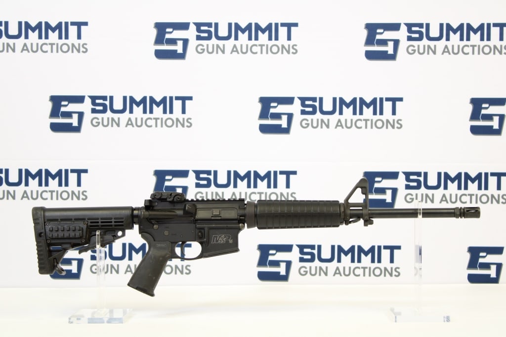 Smith & Wesson M&P-15 5.56: This law enforcement used M&P-15 comes with a 16" heavy barrel, adjustable rear stock, picatinny rails, rear sling attachments, and Magpul MBUS rear sight. Please see photos.