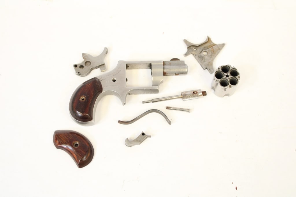 North American Arms Revolver .22 LR: This derringer comes in parts. This is best for collectors who are looking for something to rebuild. Please see photos. - Bore: Shiny , Action: Single - 1