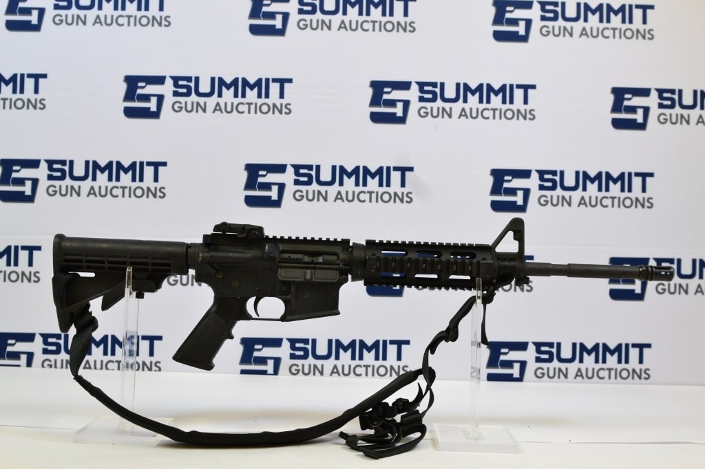 Smith & Wesson M&P-15 Sport II 5.56mm: Up for auction is a police trade-in S&W Sport II M&P-15. This rifle comes with UTG Pro handguard, fixed front sight, and Magpul MBUS flip-up rear sight, no magazine, pistol grip, and sling. Overall in