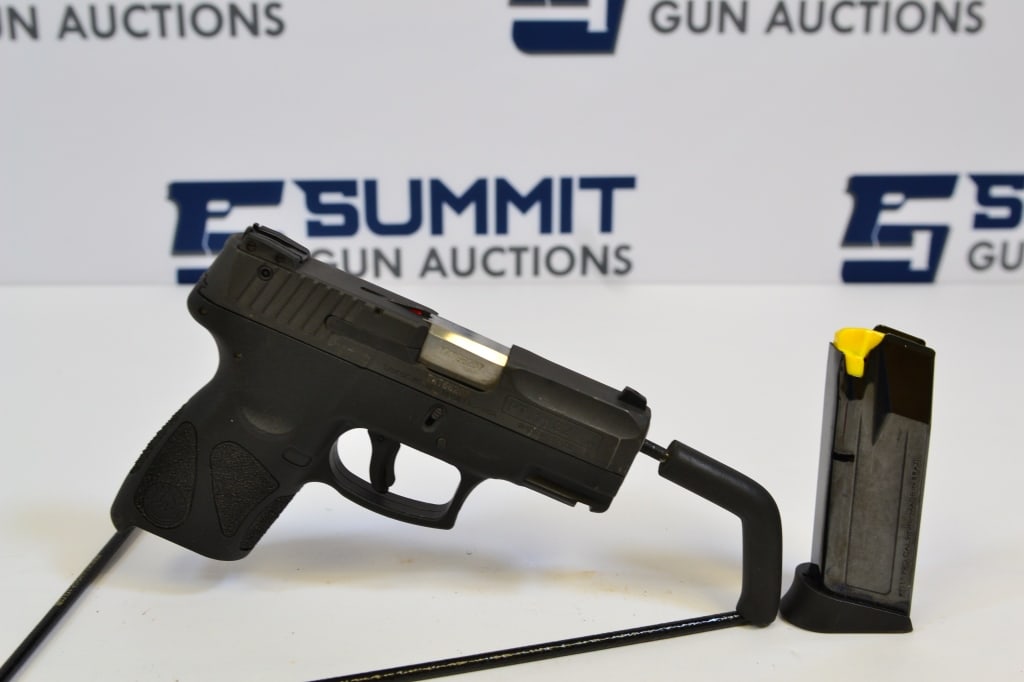 Taurus PT111 G2 9mm: Up for auction is a Brazilian 9mm pistol that comes with fixed front and adjustable rear sights, trigger & selector safety, lower rail mount and (1) magazine. Please see photos. ; Barrel Length: 3 ; B