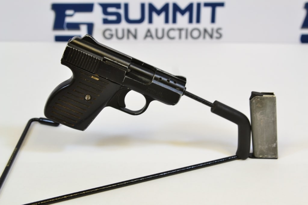 Lorcin L25 .25 Cal: This pocket pistol comes with ramp front sight, one magazine, and shows normal signs of wear and tear. Please see photos. ; Barrel Length: 2.75 ; Bore: Shiny ; Action: Semi ; SN# 300231