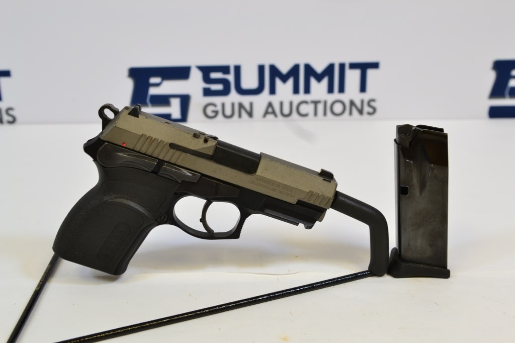 Bersa TPR45c .45 ACP: Up for auction is a two-toned made in Argentina .45 caliber pistol. This Bersa comes imported by RSA, has fixed front and fixed rear sights, selector safety, frame rail mount, plastic grips and (1) ma