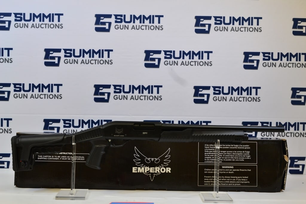 Emperor Arms MXP12 12ga: Up for auction is a Turkish made Emperor Arms MXP12 pump action shotgun chambered in 2 3/4-3" 12 gauge. This shotgun features a 18.5 inch barrel, black synthetic furniture, adjustable rear cheek rest,