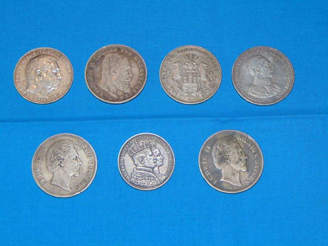 Nice Old Imperial German Funf Mark Silver Coin Lot (1 of 9)