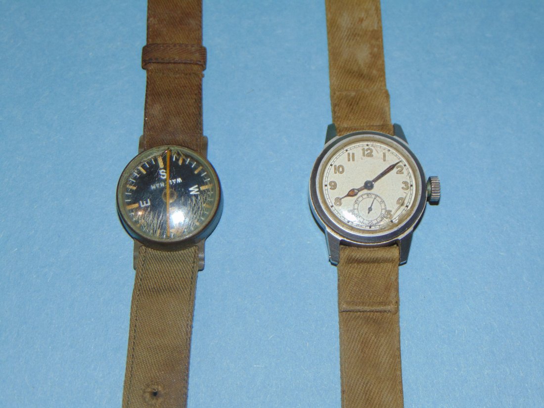 WWII Military ORD. DEPT. Wrist Watch & Waltham Wrist Compass (1 of 10)