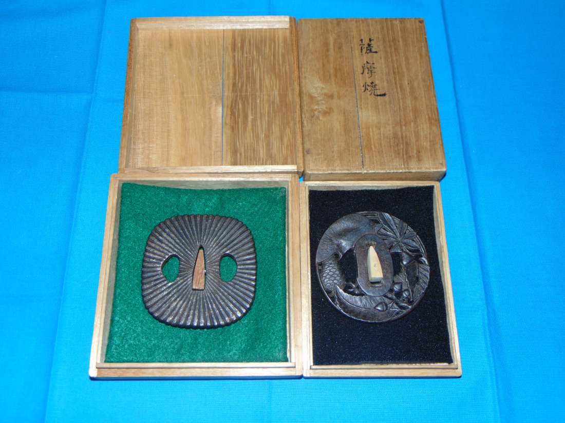 Antique Japanese Samurai Sword Guard, Iron TSUBA Pair (1 of 7)
