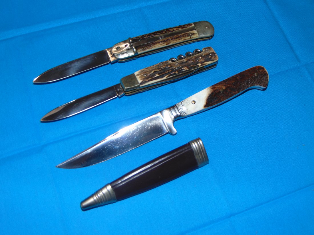 German Made STAG Knife Trio, Triodur Folder, Rostfrei Leverlock & Fixed Blade Hunter (1 of 10)